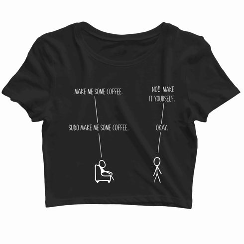 NERD GEEK Engineering Coding THE POWER OF SUDO LINUX Custom Printed Graphic Design Crop Top T-Shirt for Women